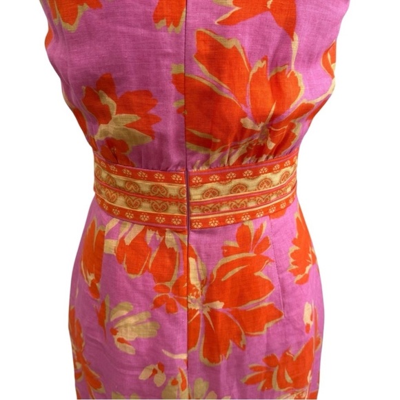 Antonio Melani Naomi Mandarin Floral Printed Linen Halter Dress Pink Orange $189 - Picture 6 of 15